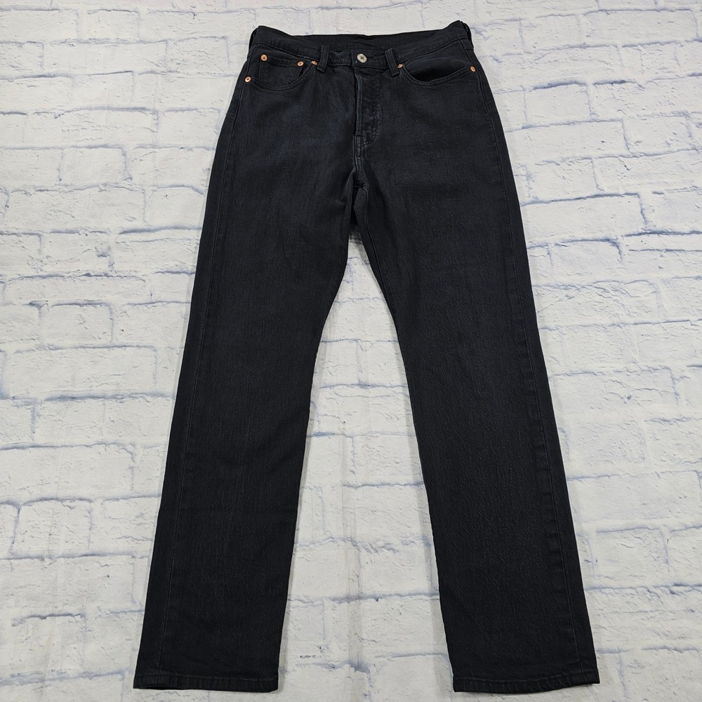 Levis 501 Straight Jeans Womens 29x30 Black Button Fly Denim Classic Style